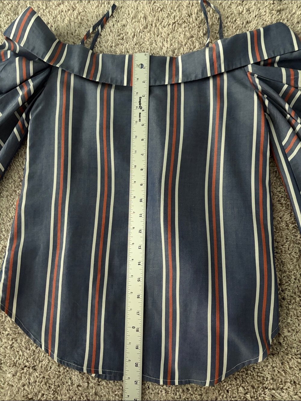 NICHOLAS Navy, White & Rust Striped Cold-Shoulder Top - Picture 11 of 13